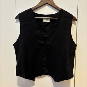 Trendy black linen vest